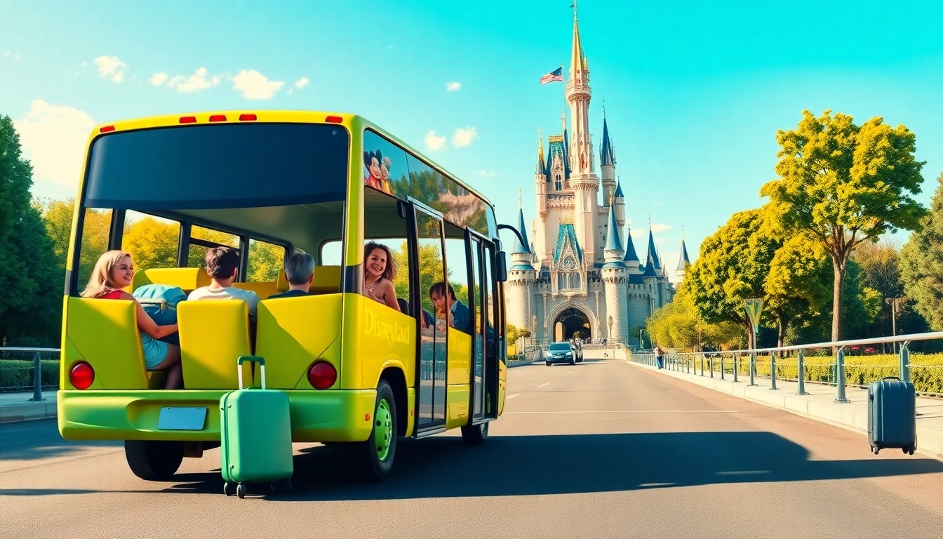 Travelers enjoy transfers from paris airport to disneyland aboard a vibrant shuttle bus.