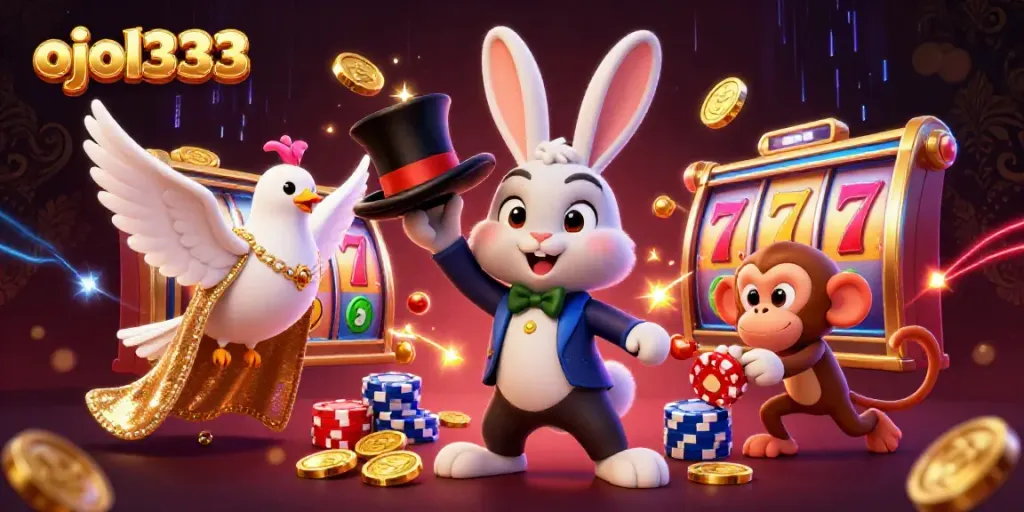 Engage with diverse gaming options at ojol333 with a captivating 3D illustration depicting magical moments.