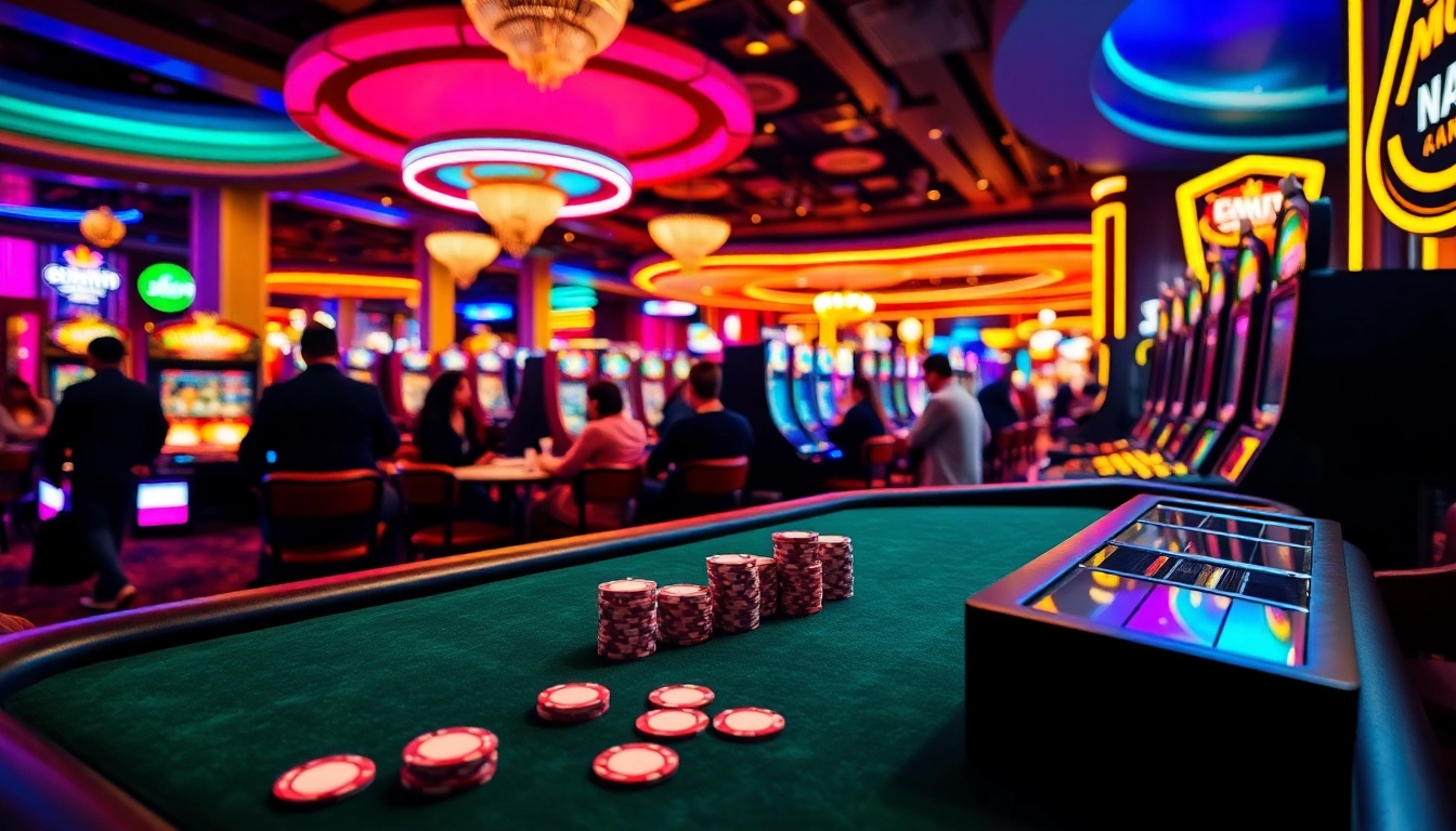 Galicuan bermain di meja poker di kasino yang mewah dan ramai.