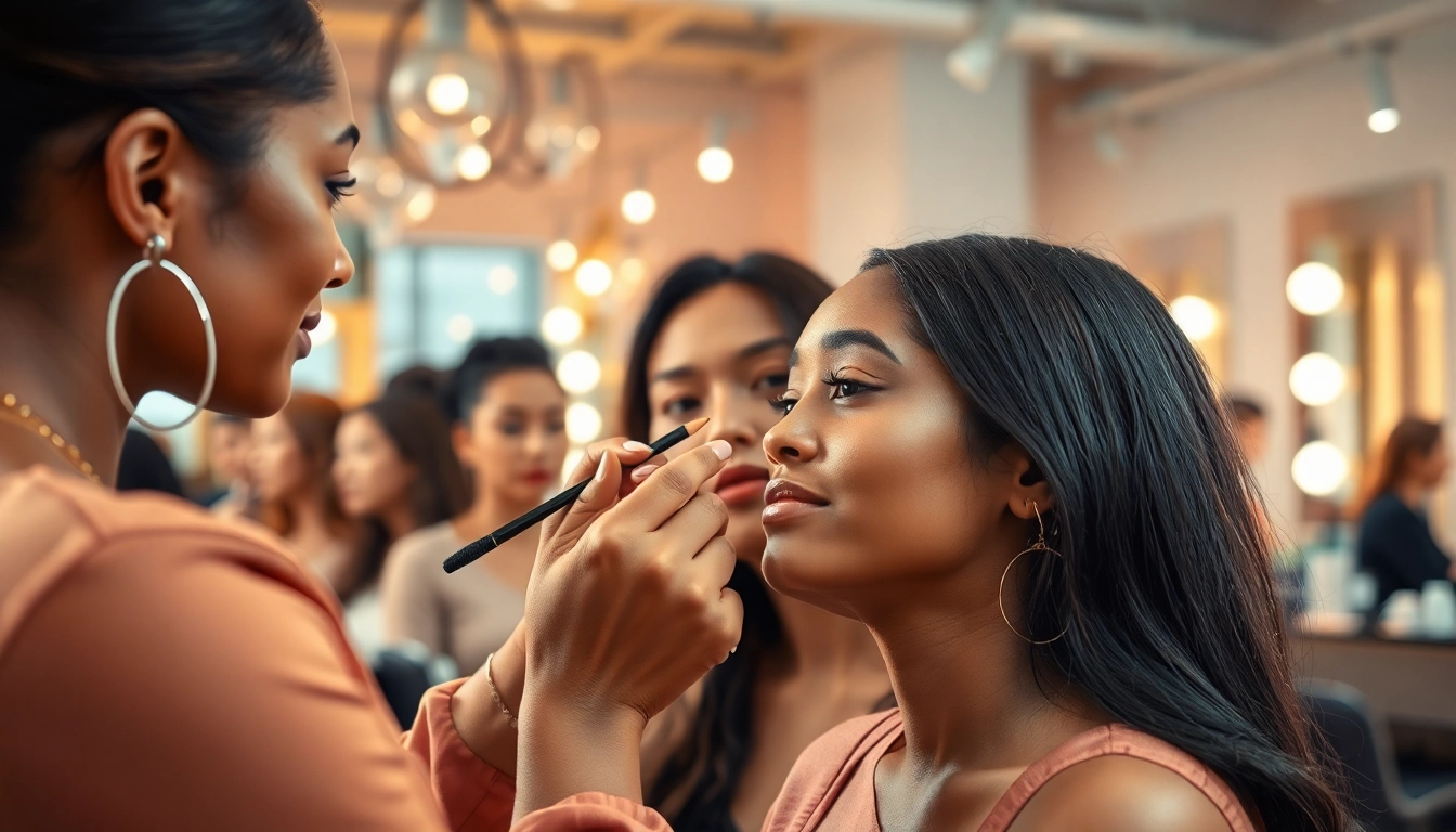 HD makeup application Dallas enhances beauty with expert artistry in a vibrant salon.